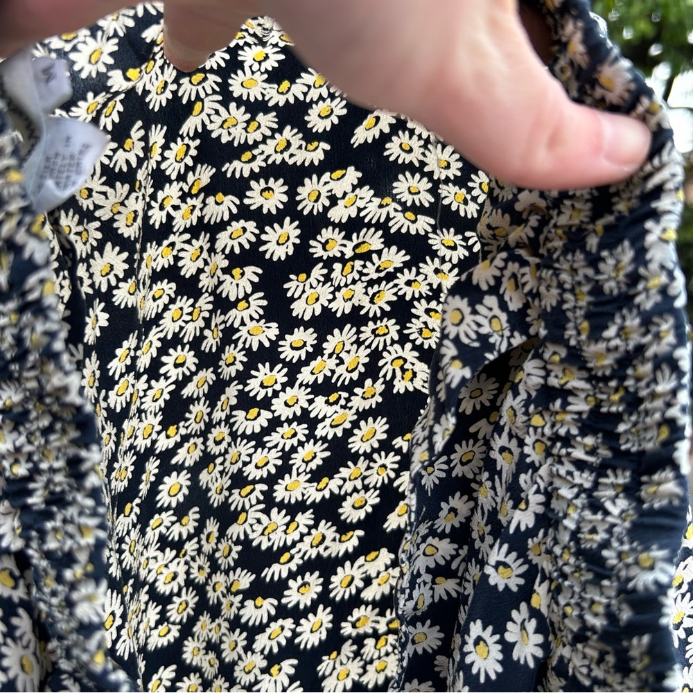 SOLD Vintage 90s Style Neiman Marcus Floral Wide Leg Silk Pants Boho Flowy Daisy - Picture 8 of 8